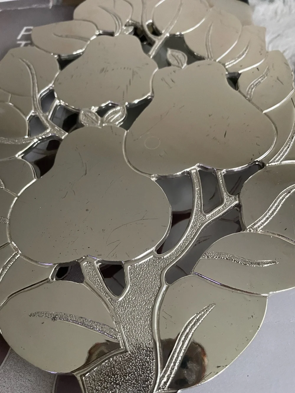 Vintage Wm A Rogers Pear Fruit Tree Trivet Silver Plated Wall Hanging